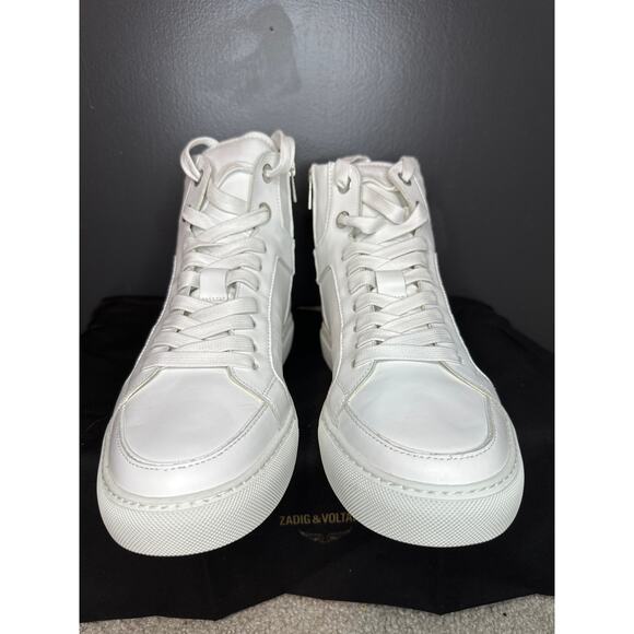Zadig & Voltaire NEW High Flash White Size 10 With Dust Bag Zip High Top ZV1747 - Picture 12 of 15